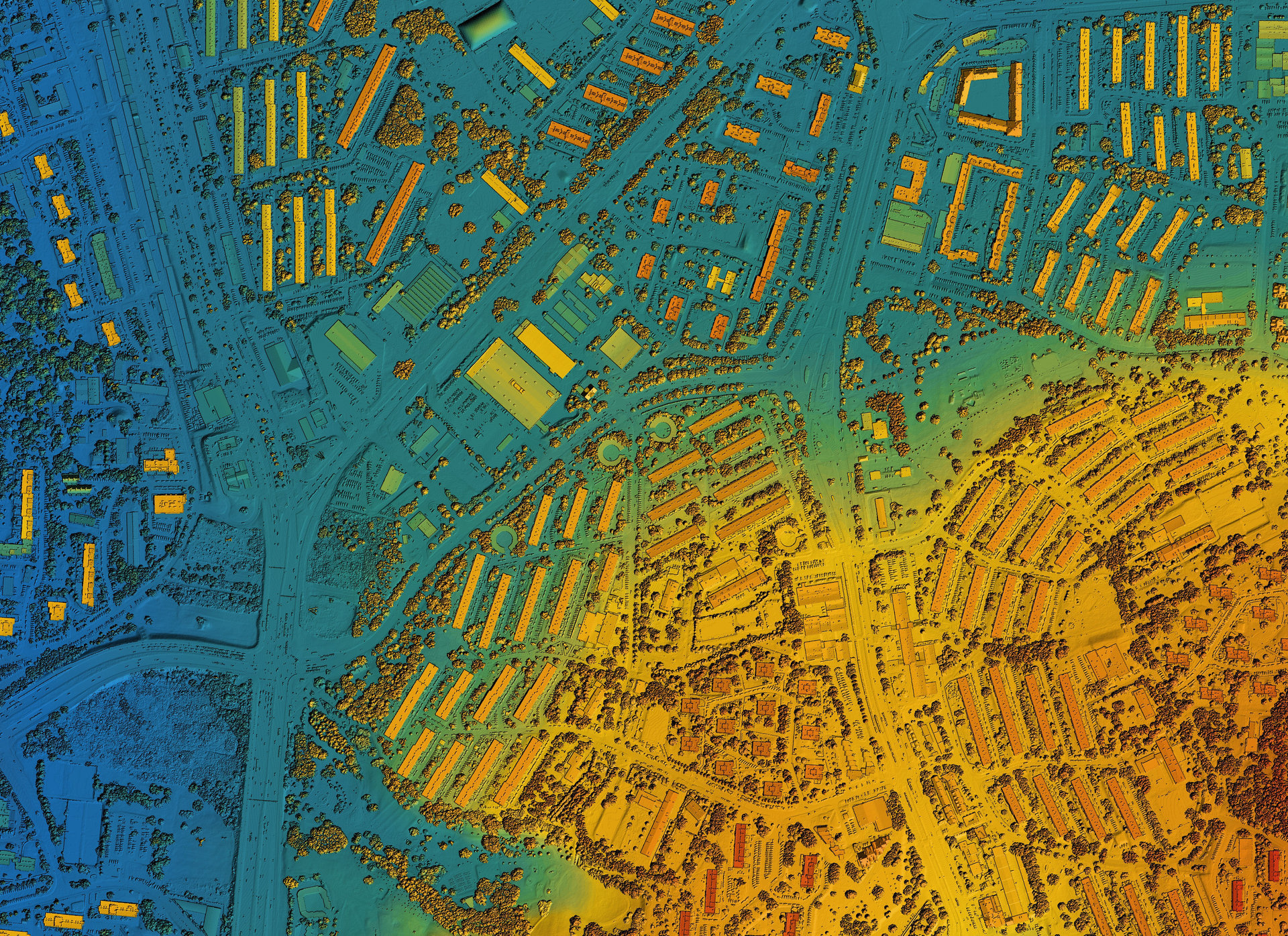 Digital elevation model of urban area from drone surveying