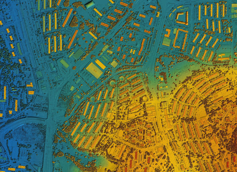 Digital elevation model of urban area from drone