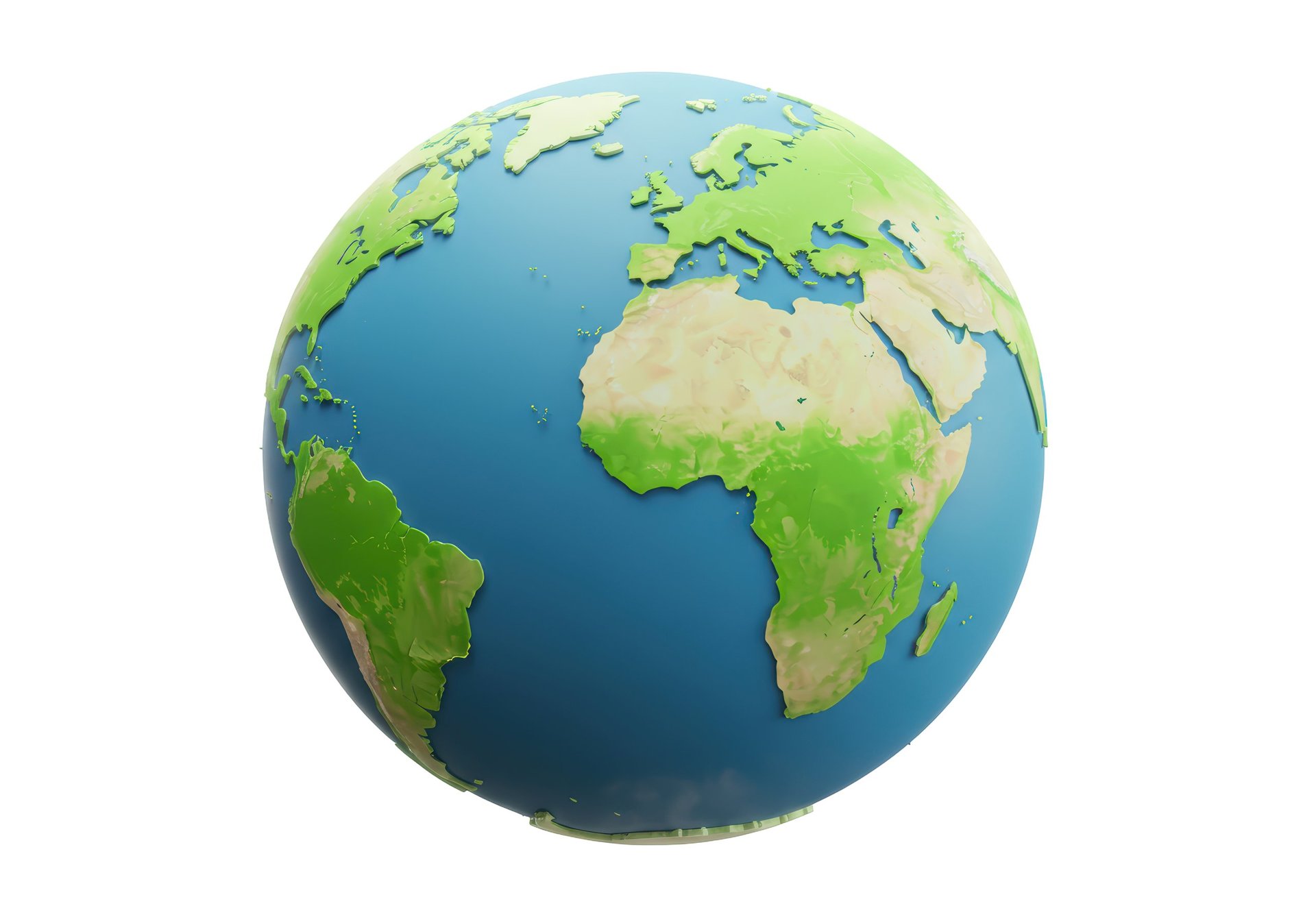 Isolated Stylized Globe of Planet Earth