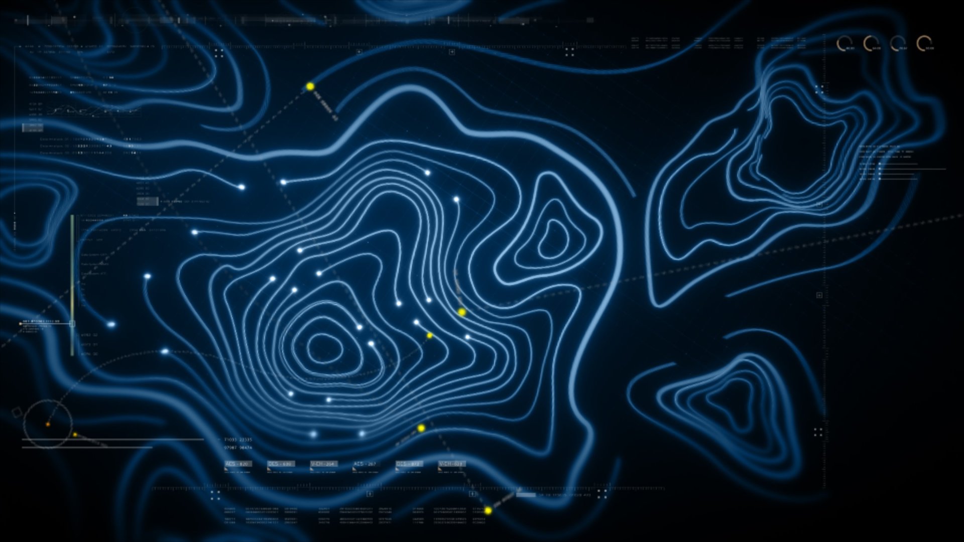 Futuristic holographic topographic environment featuring dynamic geomorphological terrain visualization