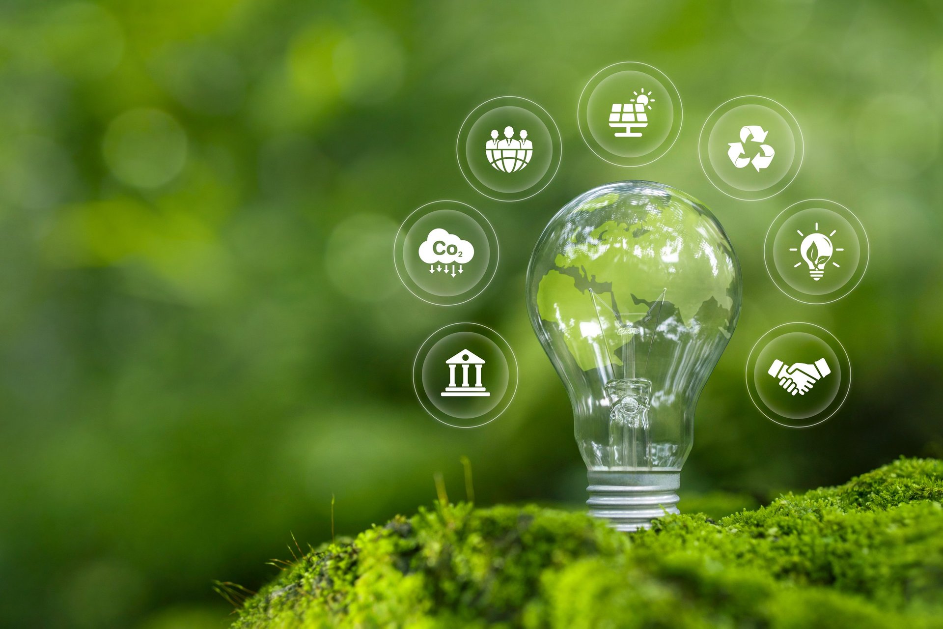 Sustainable Environment concept with green energy and ESG